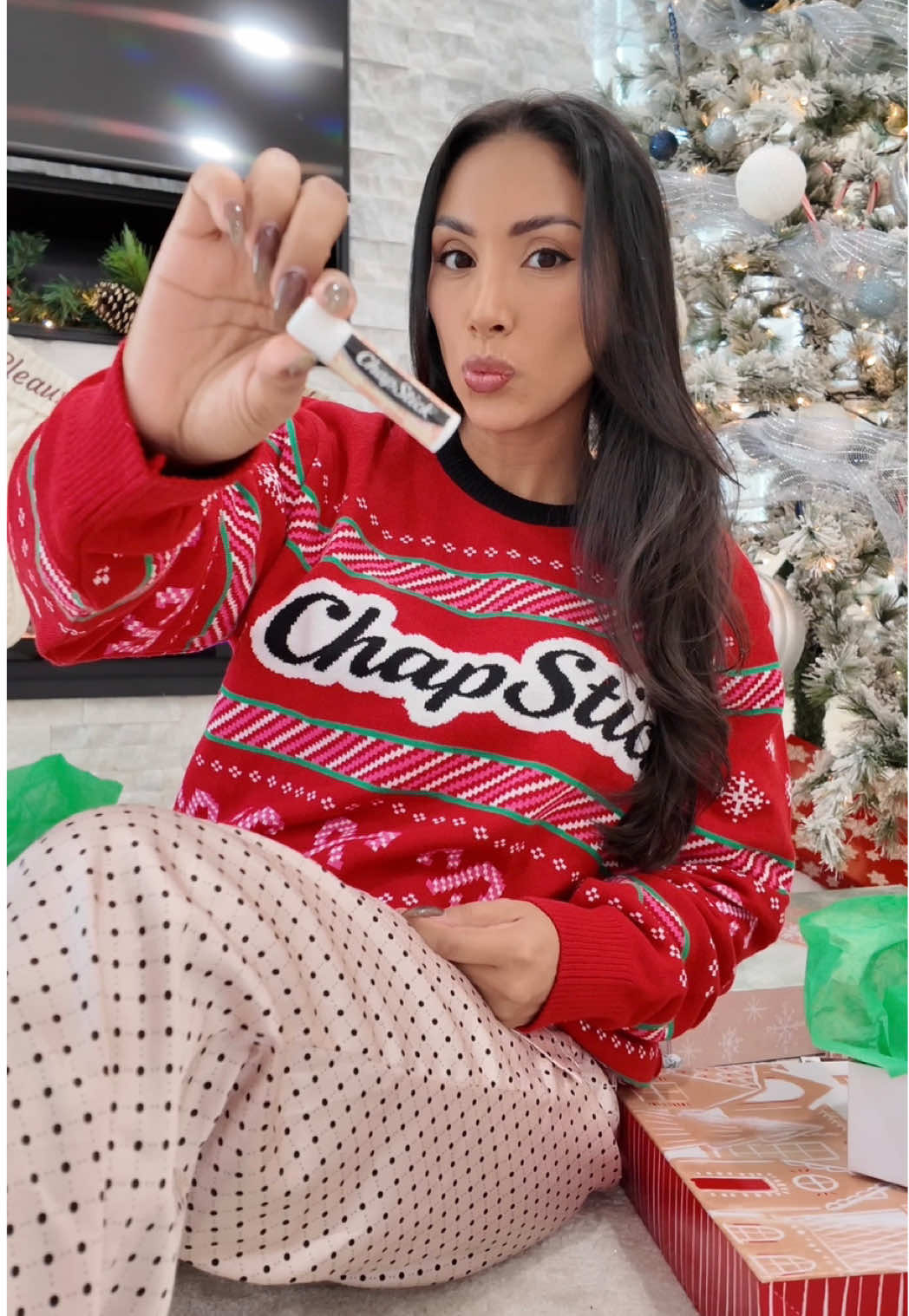 TikTok post by @yurilamasbella for ChapStick. Caption reads: [...] best gifts never really leave you. #ad....