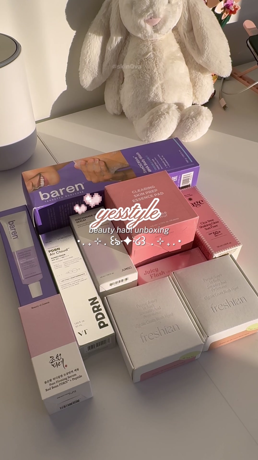 TikTok post by @skin0va for House of Hur US. Caption reads: [...] @YesStyle @House of Hur @Rom&nd US @House of....