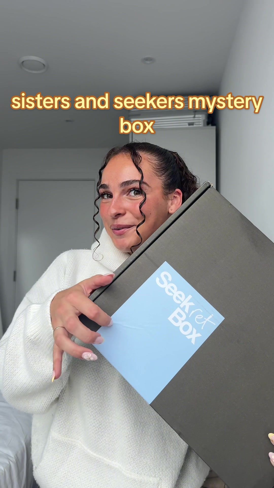 TikTok post by @sofiapetrillo for Sisters And Seekers. Caption reads: [...] Seekrets out the box on 29.08! @Sisters and....