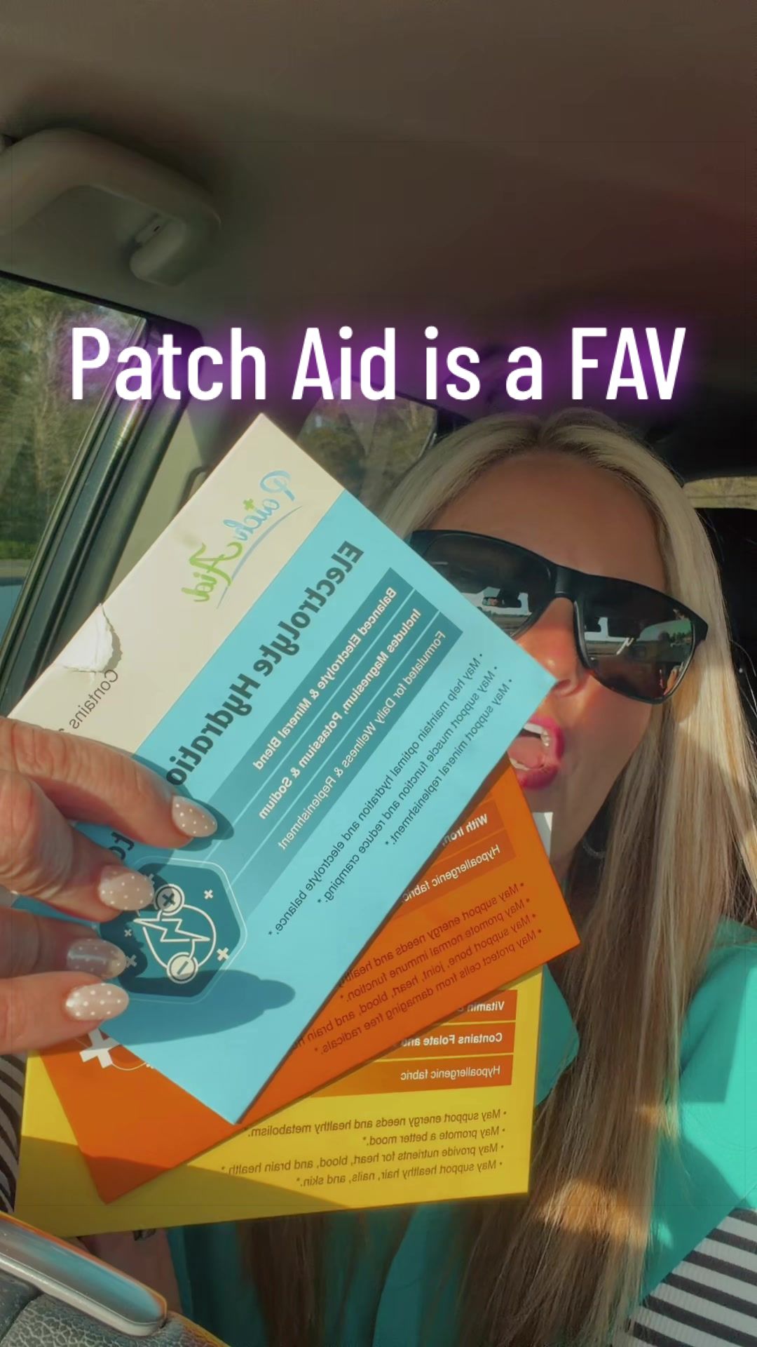 TikTok post by @charitybrasher1416 for PatchAid. Caption reads: I love anything @PatchAid!!! #patchaidvitamins....