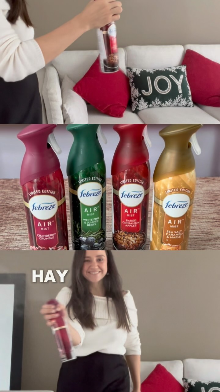 Instagram post by @workingmommygt for Febreze. Caption reads: Creando una Navidad que le recuerde a mis hijos a....