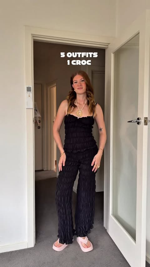 Instagram post by @itsjamiesonmay for Crocs. Caption reads: a shoe that goes with every outfit 🎀💌💓🌸....