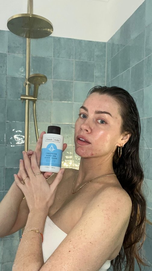 Instagram post by @madeleineedwards for Frank Body. Caption reads: Thank you to the @frank_bod Barrier Protection....