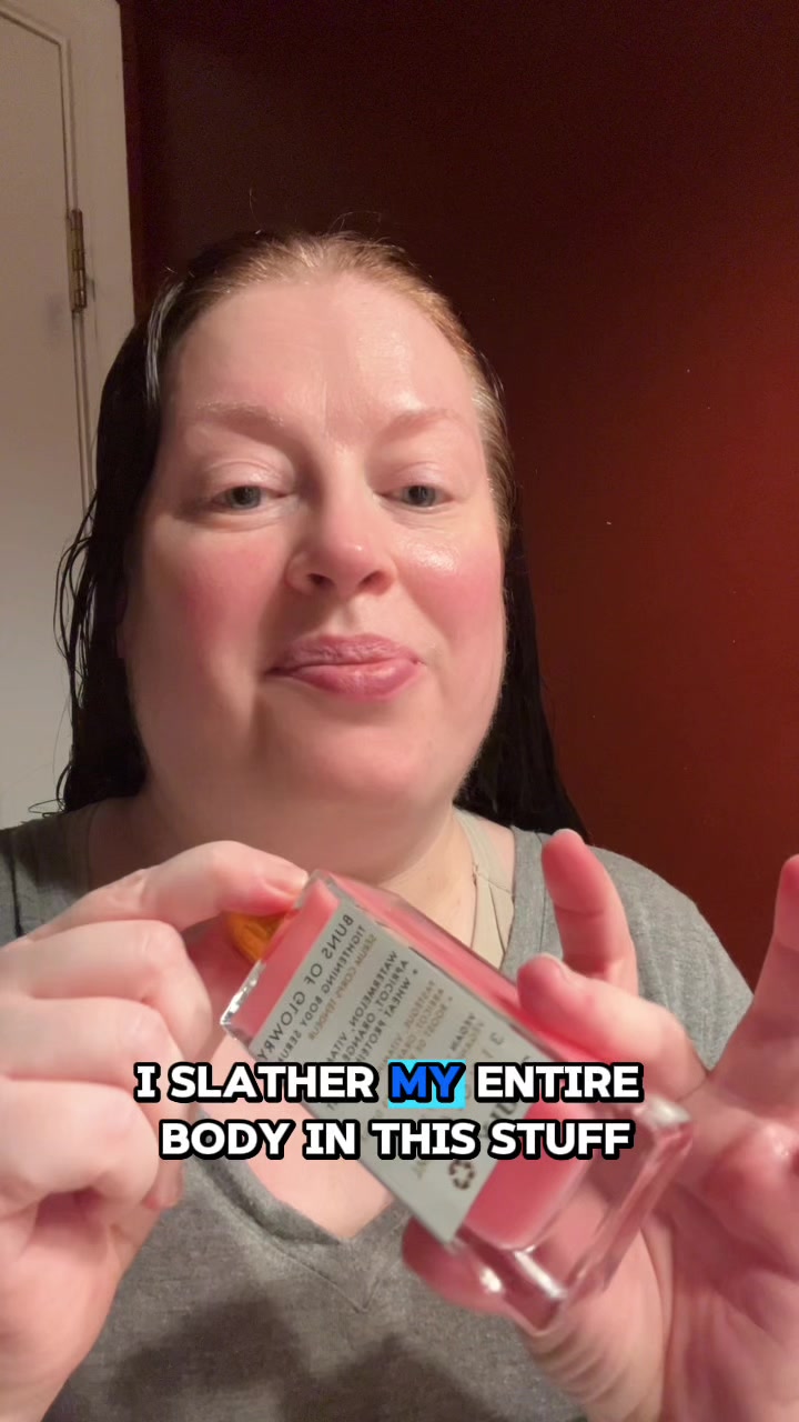 TikTok post by @loricichanowicz for Truly Beauty. Caption reads: Buns Of Glowry Tightening Body Serum. Individual....