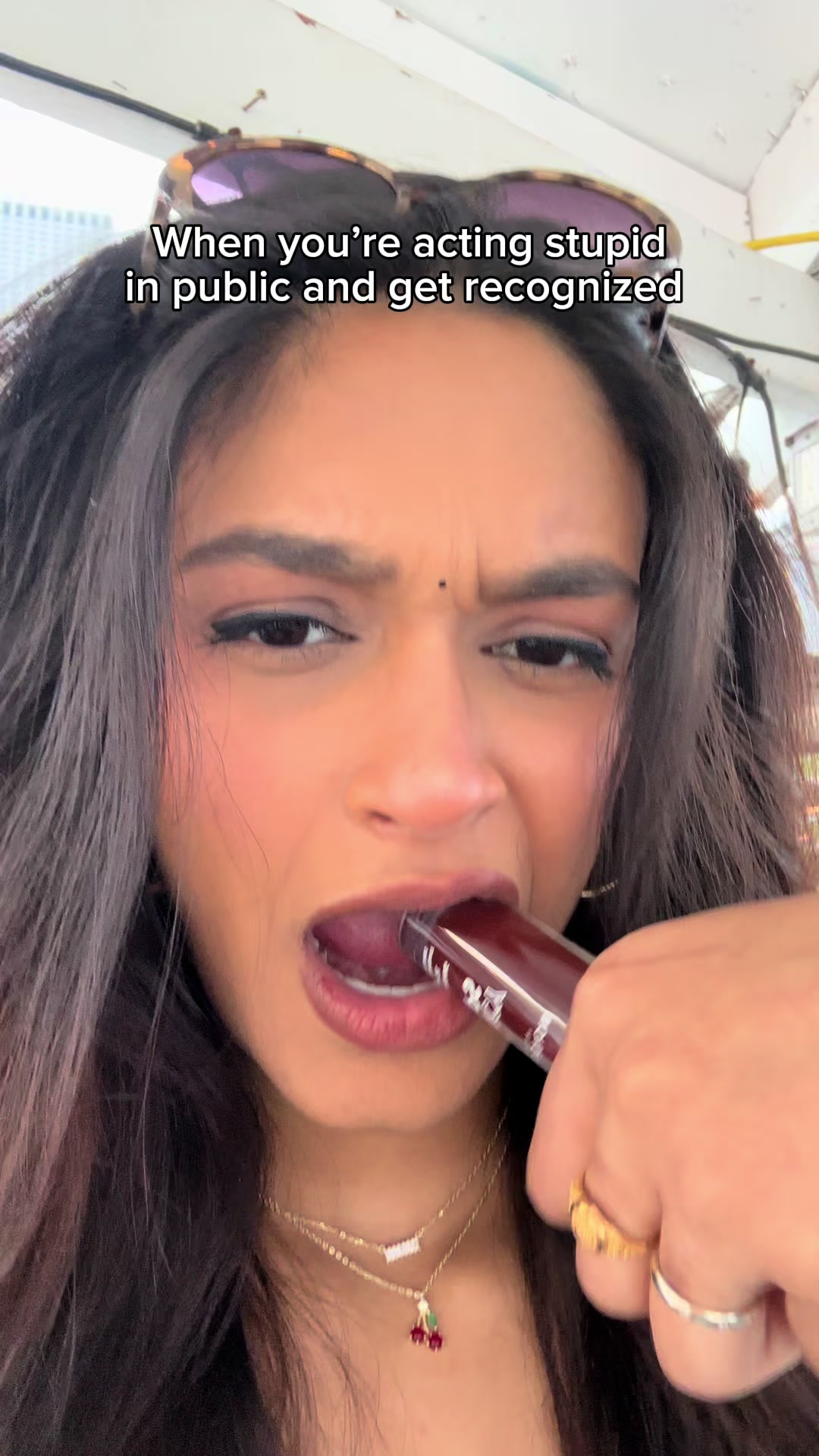 TikTok post by @nidhii.patell for Profusion Cosmetics. Caption reads: Had to get right quickkkk😭🫶🏽 also this lip oil....