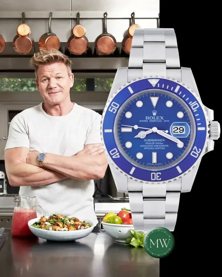 Instagram post by @watchlobby for MONDANIWEB. Caption reads: The British chef Gordon Ramsay wears a Rolex....