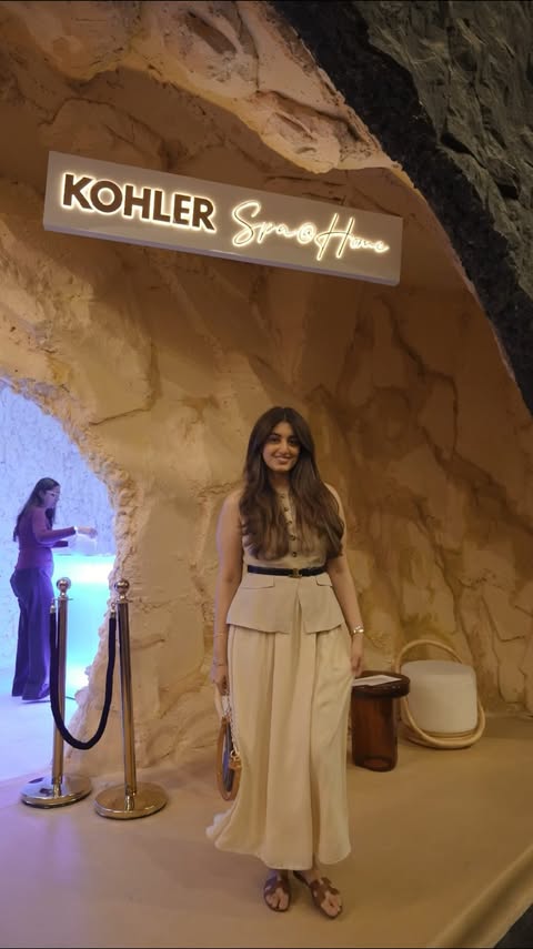 Instagram post by @sukhmani_bedi for KOHLER. Caption reads: Stepping into Kohler at India Design instantly put....
