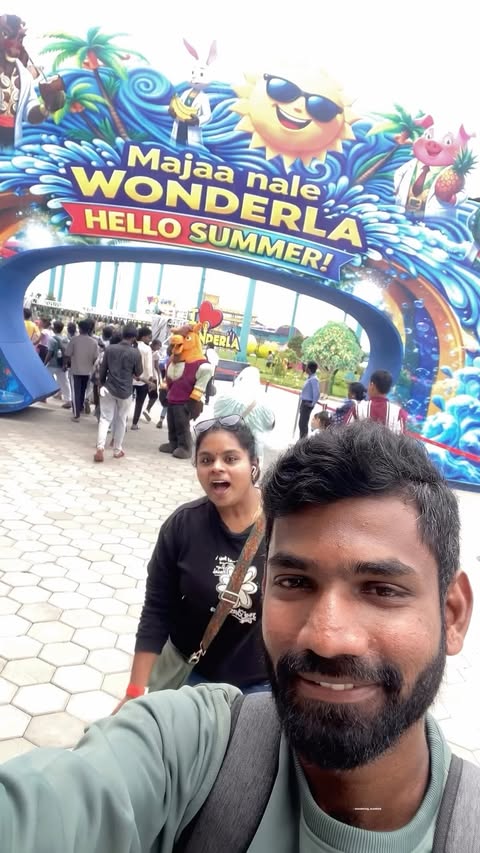 Instagram post by @wandering_mankind for Wonderla Holidays. Caption reads: Enjoy this summer with 25% off on all tickets in....