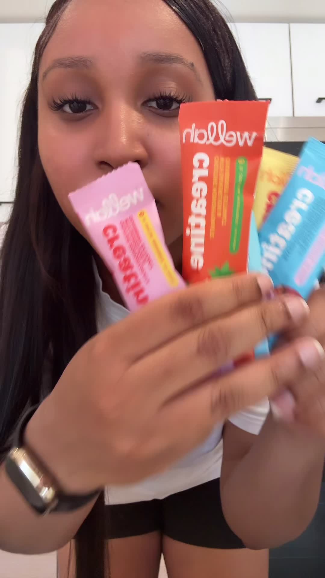 TikTok post by @kassythekid for Wellah Nutrition. Caption reads: Samples for $10🥳 @Wellah Nutrition #fyp.