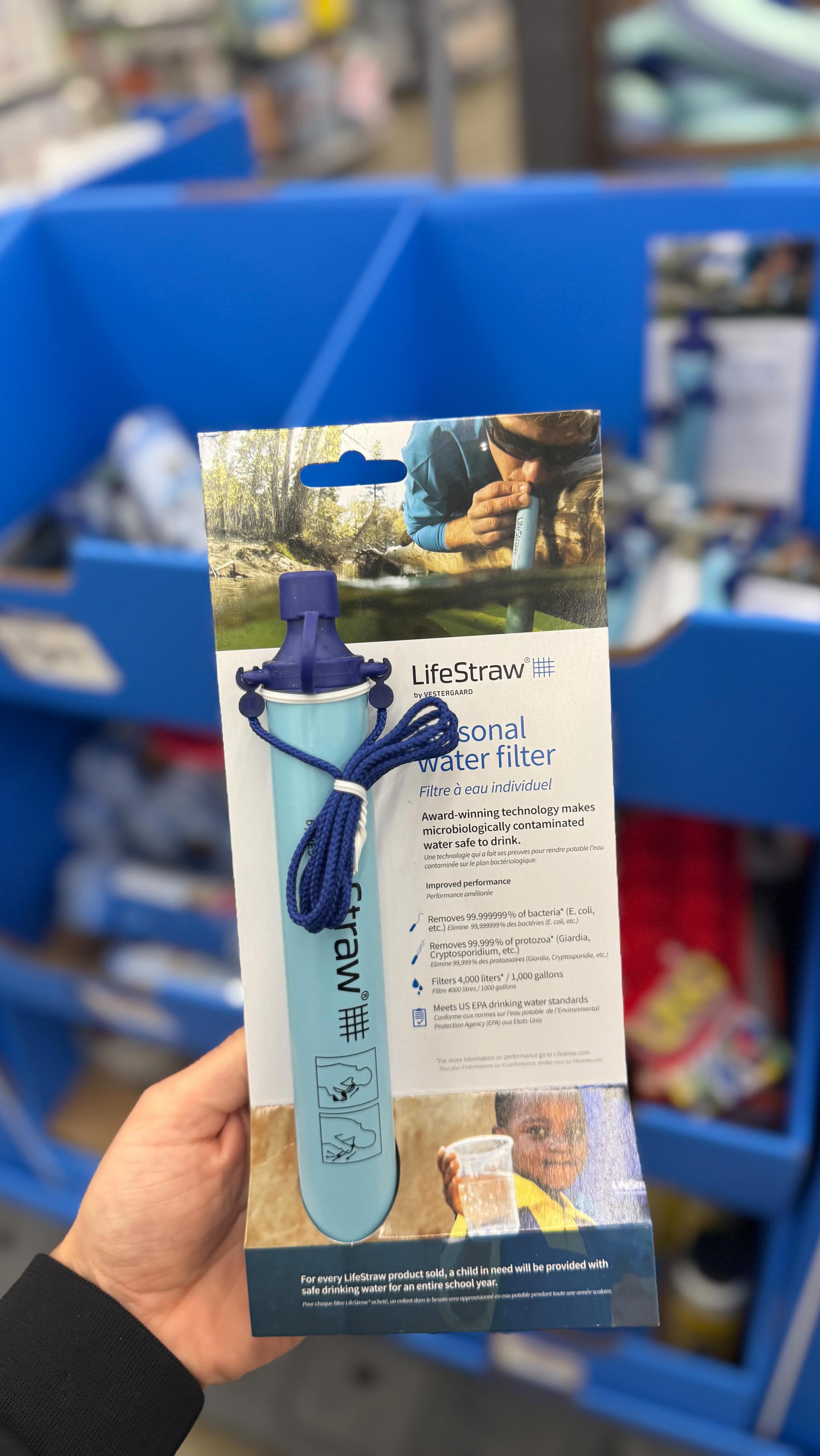 Instagram post by @walmartgems for LifeStraw. Caption reads: PSA: The original LifeStraw is on sale for just....