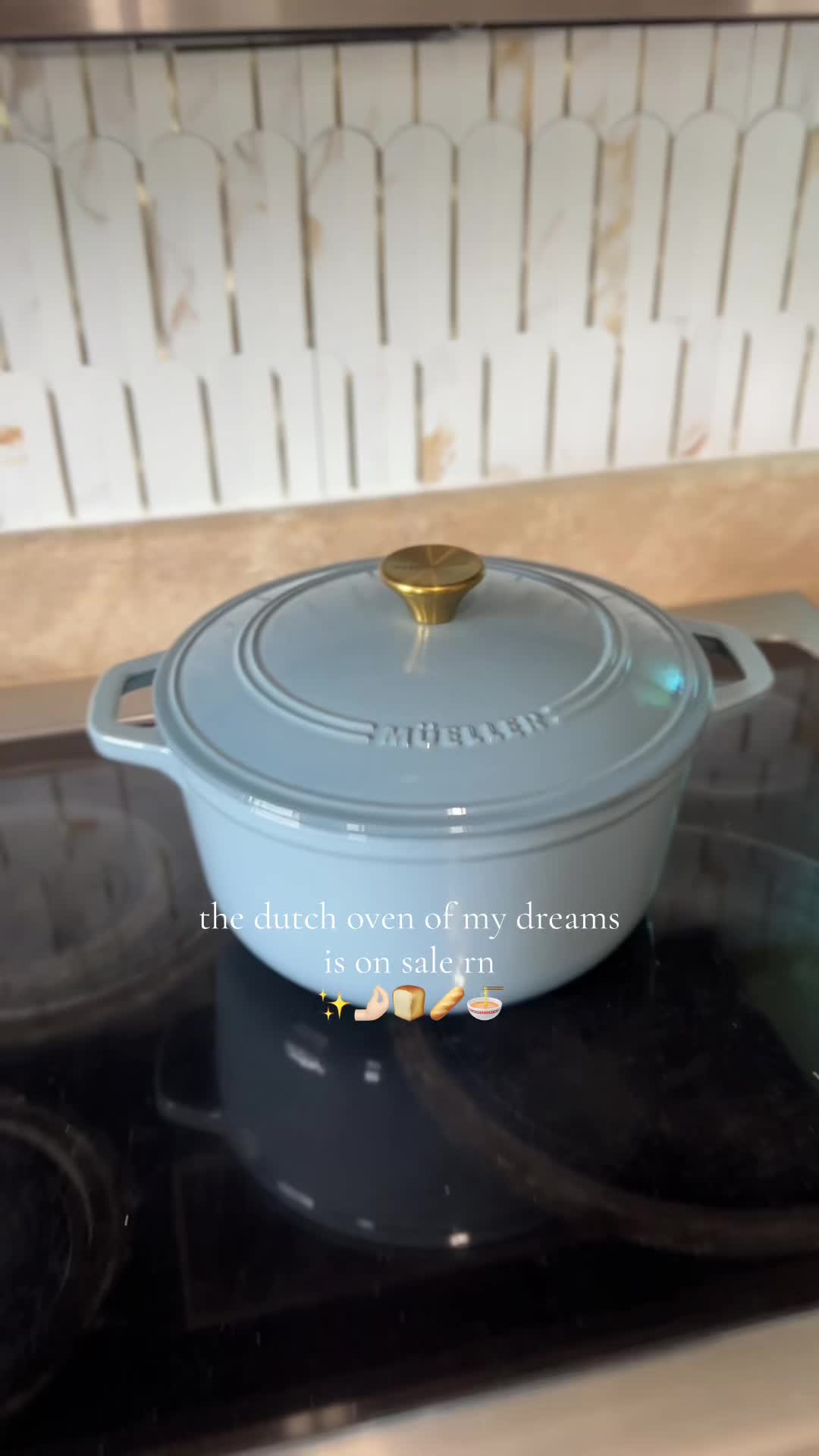 TikTok post by @krissyreeed for Mueller Home. Caption reads: 🥖✨ This Dutch oven comes in different sizes and....