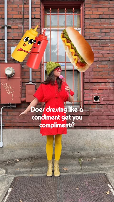 Instagram post by @chelseagettingdressed for Nuuly. Caption reads: [...] to know…if renting a ketchup dress from....