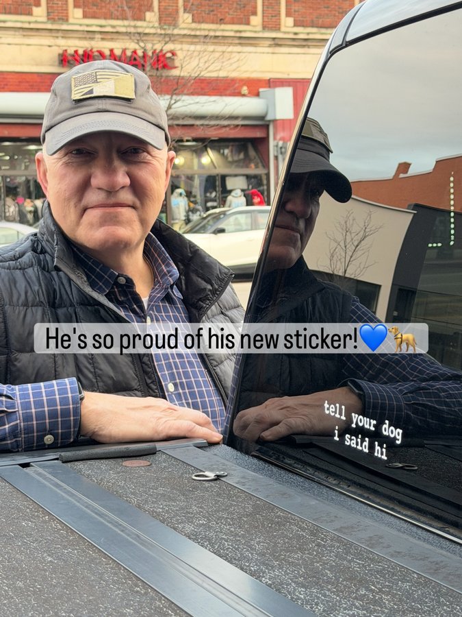 Instagram post by @kris.and.dave for WeRateDogs. Caption reads: A follower friend sent Dave this sticker a while....