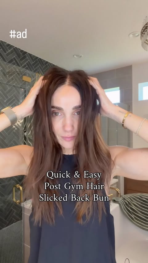 Instagram post by @anna_brstyle for e.l.f. Cosmetics and Skincare. Caption reads: #ad Quick and easy slicked bun tutorial : all you....