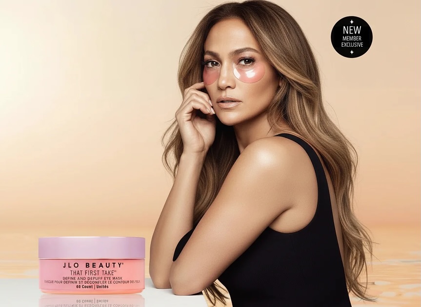 Instagram post by @jloversjlo for JLO BEAUTY. Caption reads: [...] and camera-ready. Launching tomorrow.....