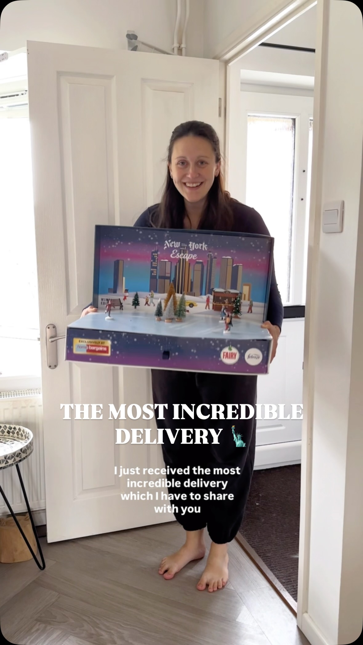 Instagram post by @myhomeinwiltshire for Febreze. Caption reads: Oh Hello New York 👀🗽⛸️ When I say I couldn’t....