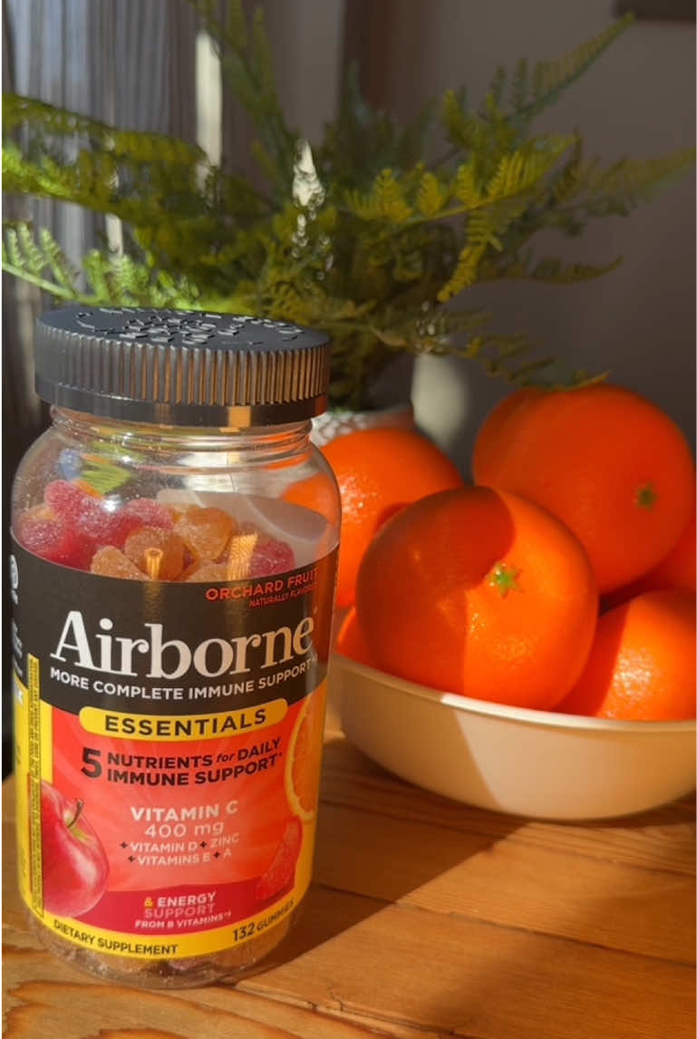 TikTok post by @summer_moon_11.11 for Airborne. Caption reads: Airborne Essentials Vitamin C gummies make it....
