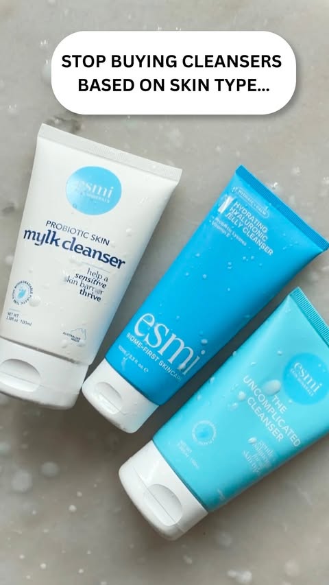 Instagram post by @drivenbybeauty_ for esmi Skin Minerals. Caption reads: [...] cream or gel to cream? These three....