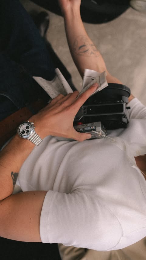 Instagram post by @aureliolabs for Breitling. Caption reads: New audio file: "Breitling - chronomat, day 1"....