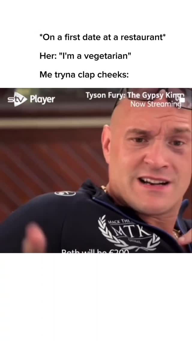 Instagram post by @nocontexttysonfury for ITV. Caption reads: I'm gonna have steak 😂

🎥 @itv: Tyson Fury: The....