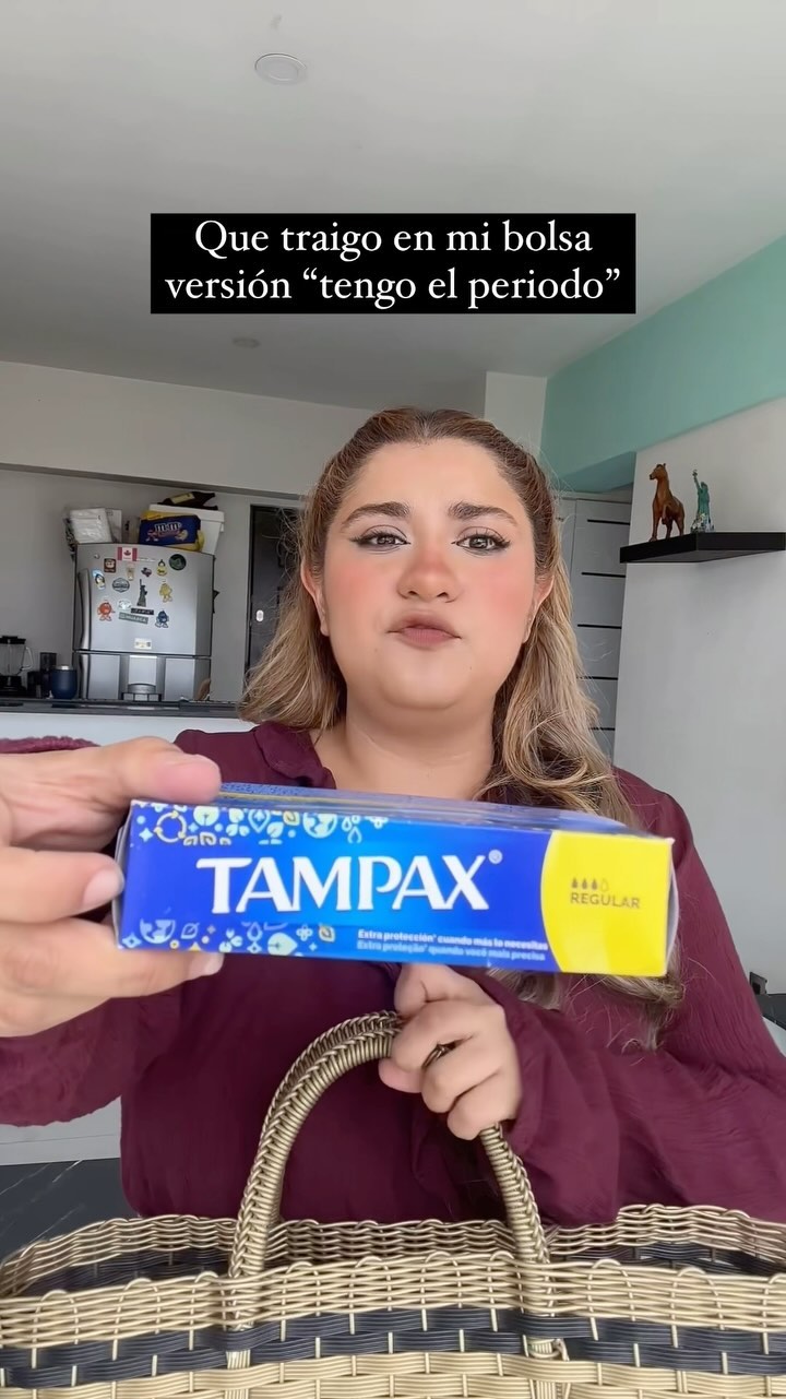 Instagram post by @marleneont for Tampax. Caption reads: Marlene pero por qué tantas cosas 😅
¿Qué traigo....