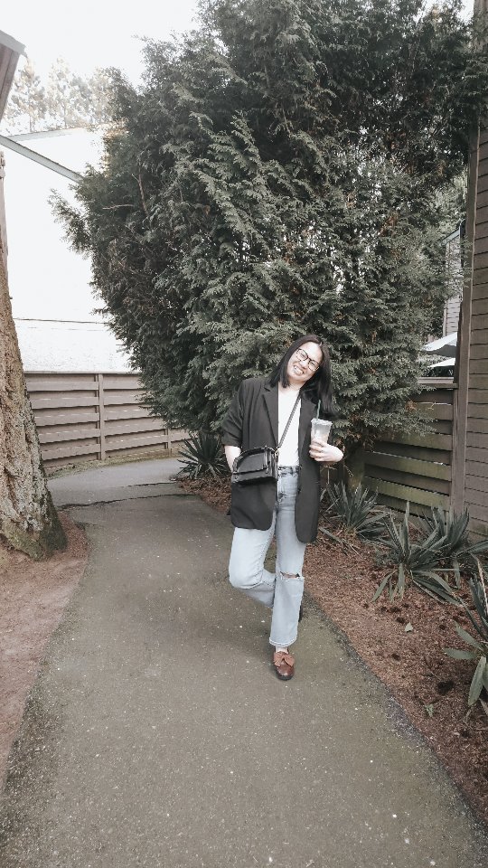 Instagram post by @m.for.mai for RW&CO.. Caption reads: Outfits of the week 🫶

Look 1
Sweater + Trousers....