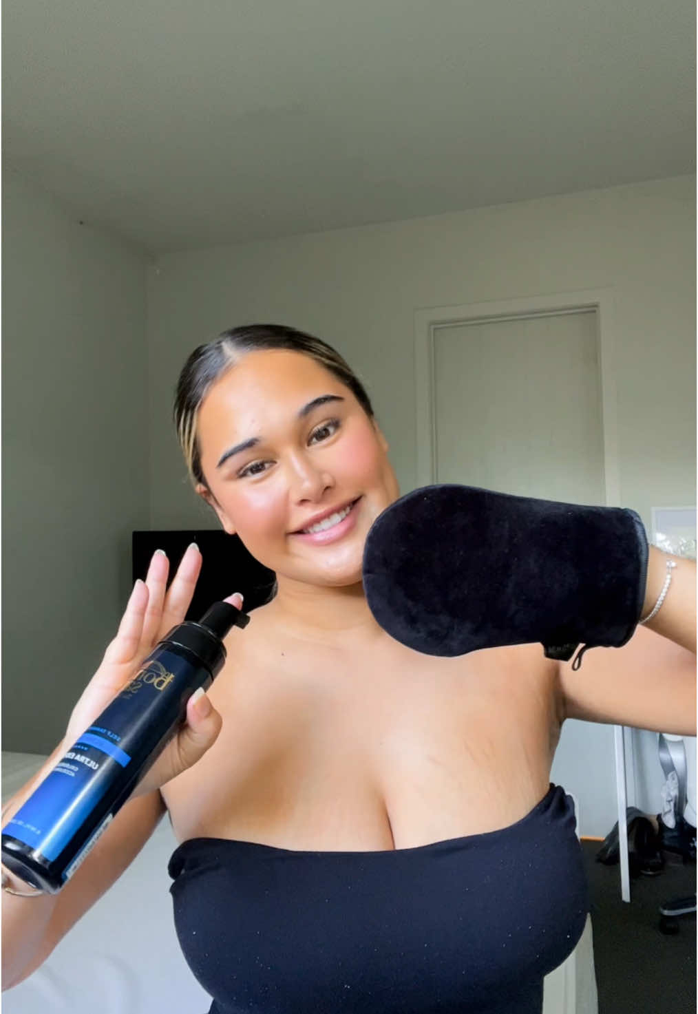 TikTok post by @rezinbarberr for Chemist Warehouse. Caption reads: summers gone but sorry the tans staying 💋....