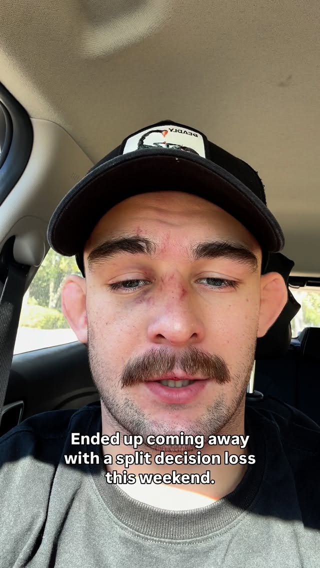 Instagram post by @hunterlee.mma for PERFECT Sports. Caption reads: Thought I had rounds 1 and 3 🤷🏻‍♂️ I’ll be back....