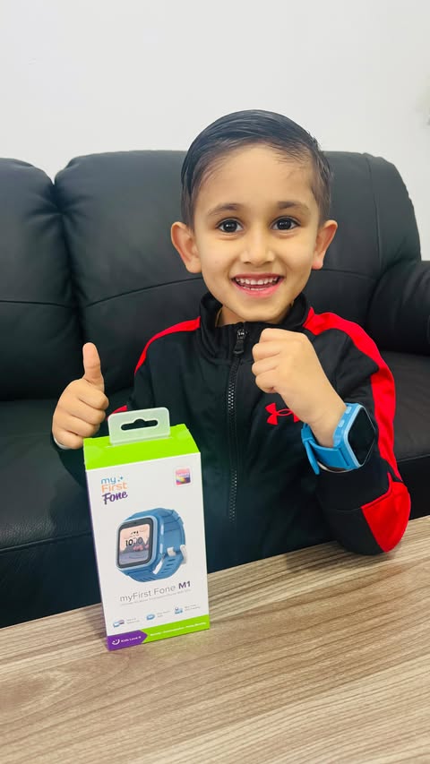 Instagram post by @ibaad_and_family for myFirst. Caption reads: AD || @myfirst.tech.uk M1 📱 @myfirst.tech.uk have....