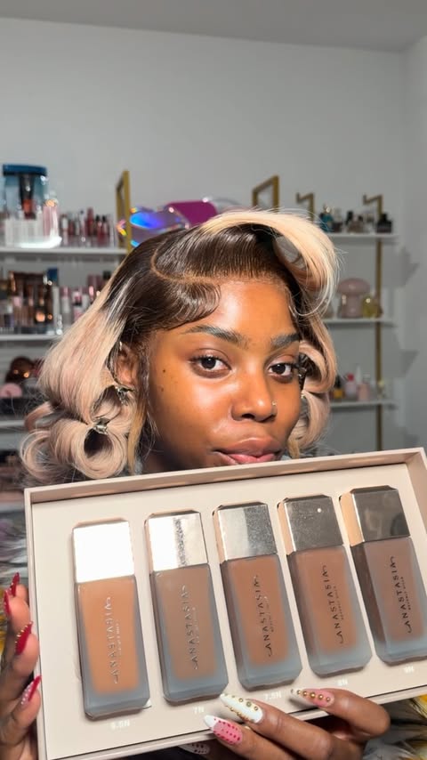 Instagram post by @_marvella___ for Anastasia Beverly Hills. Caption reads: Foundation haul.. well 😅 @anastasiabeverlyhills....