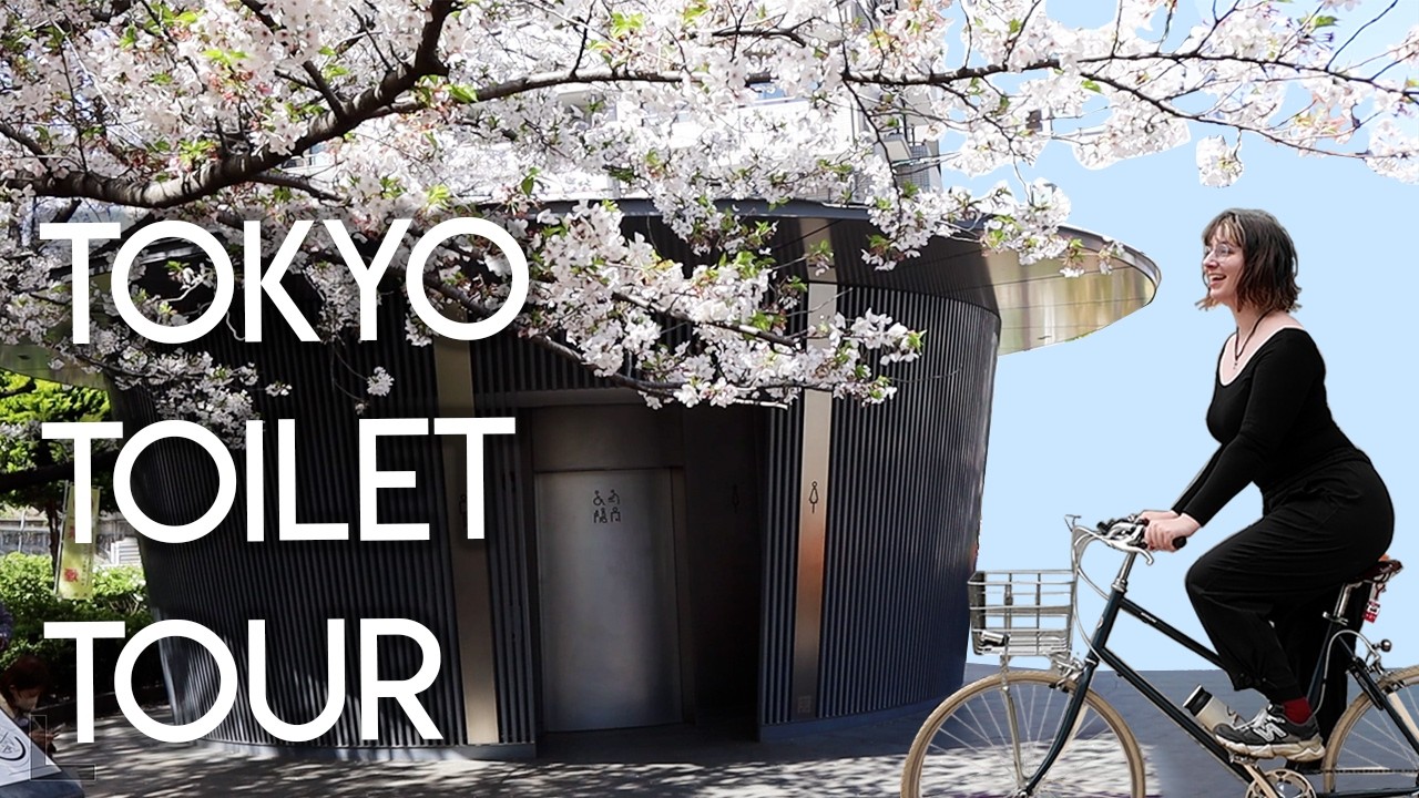 YouTube post by @TokidokiTraveller for Sakura The Club. Caption reads: Cycling to Tokyo's Designer Toilets.