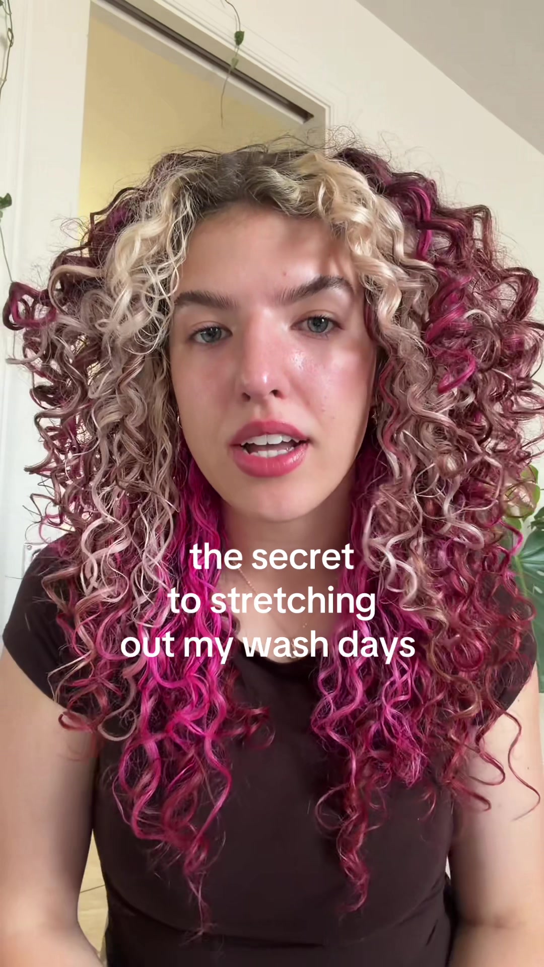TikTok post by @curlieswithjulia for Not Your Mother's. Caption reads: [...] to protect my curls at night and @Not Your....