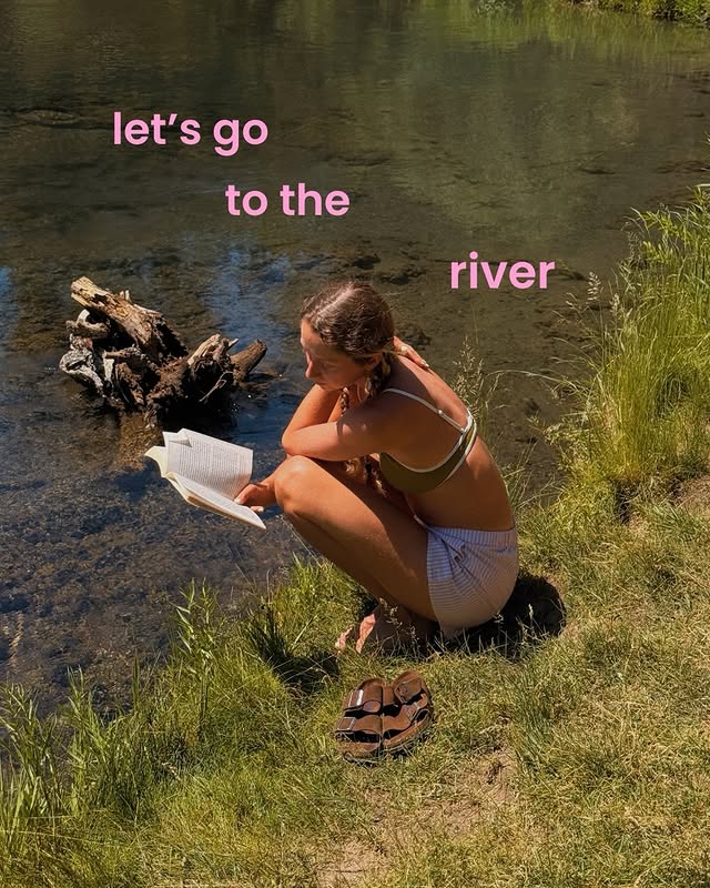 Instagram post by @teagan.maddux for Birkenstock. Caption reads: You + me + @birkenstockusa down by the river?....