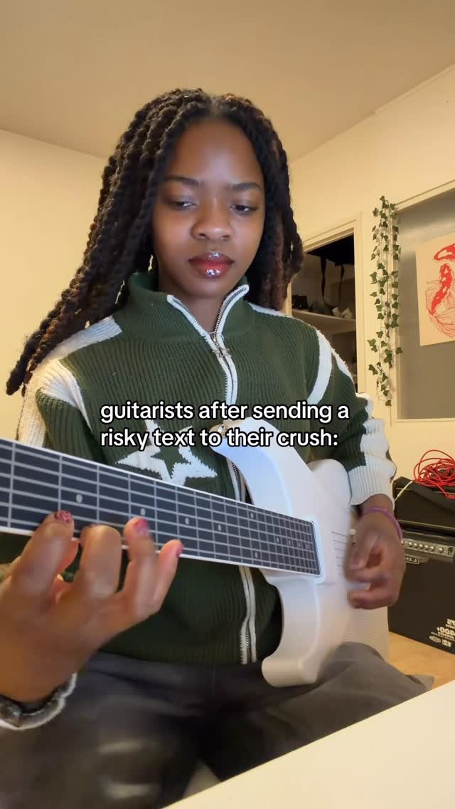 Instagram post by @beccasmelodies for Aeroband. Caption reads: Gotta distract myself 😭 Guitar from....