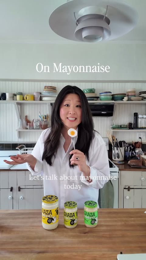 Instagram post by @ledinnerparty for Graza. Caption reads: [...] mayonnaise. My friends @getgraza sent me....