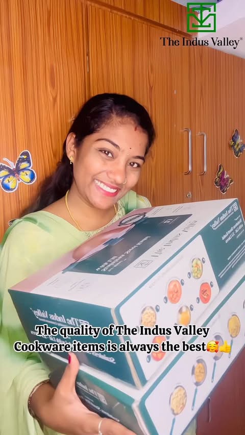 Instagram post by @vizagpilla_bhargavi09 for The Indus Valley. Caption reads: Healthy cooking starts with the right cookware!....