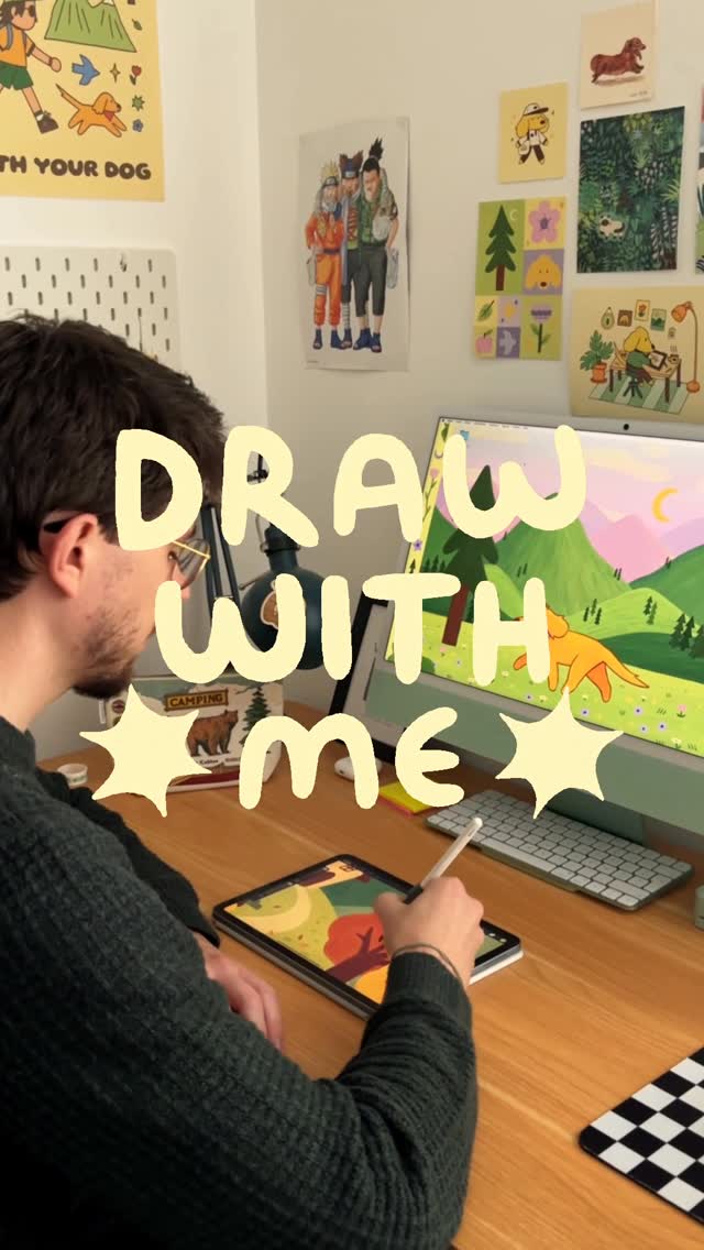 Instagram post by @konistudio for Paperlike. Caption reads: let’s draw october’s illustration 🌲🍂✨
join the....