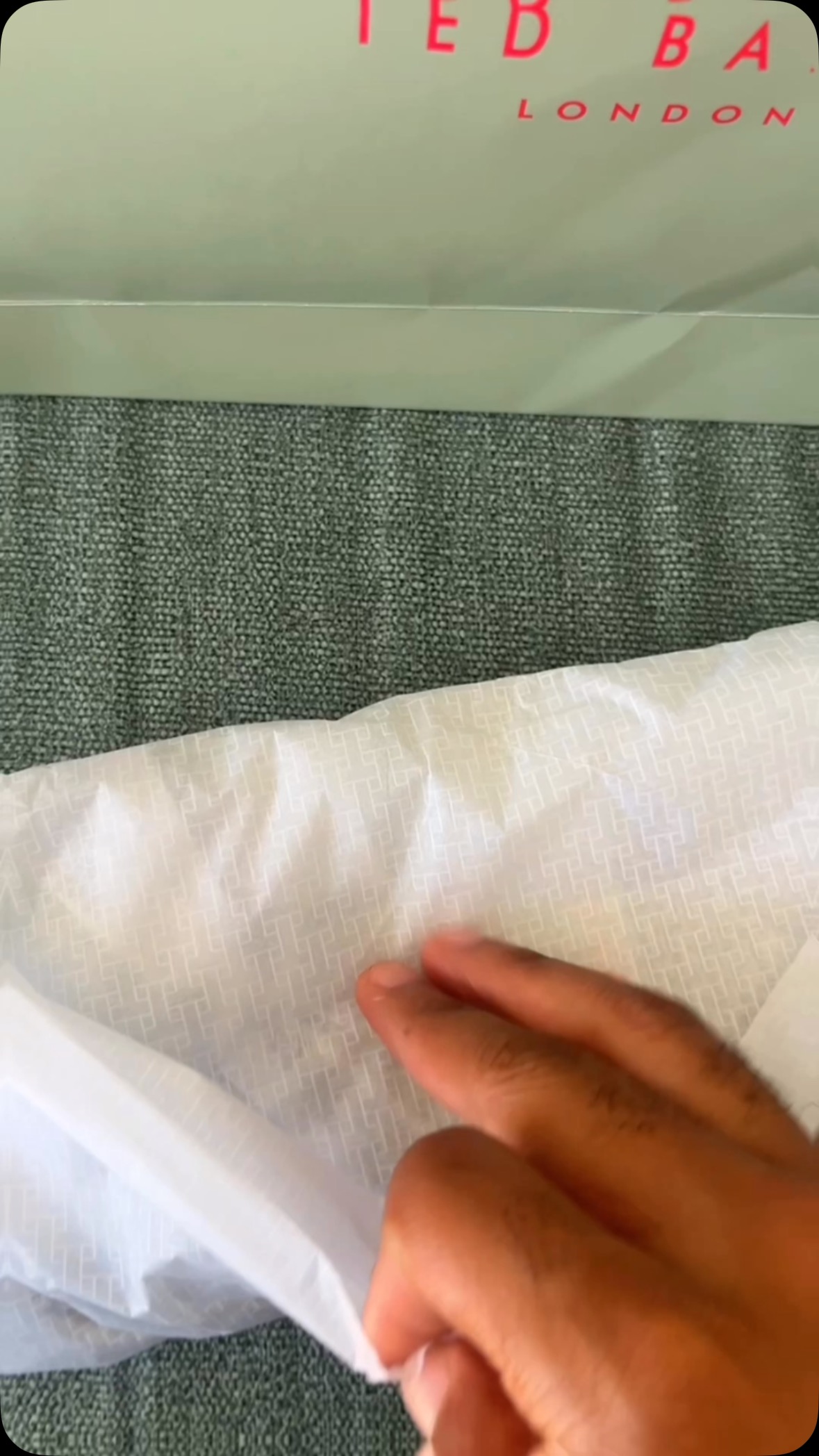 Instagram post by @young_prinzy for Ted Baker. Caption reads: …let’s unbox this lil cute 🥰 @tedbaker.