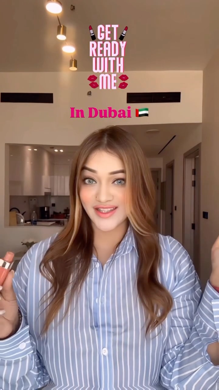Instagram post by @sakshii_sharmaa3211 for Michael Kors. Caption reads: GRWM in dubai 🇦🇪for my shoot in collaboration....