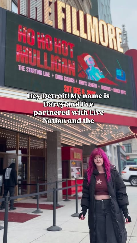Instagram post by @darcymorann for Live Nation. Caption reads: [...] partnered with @fillmoredetroit and....
