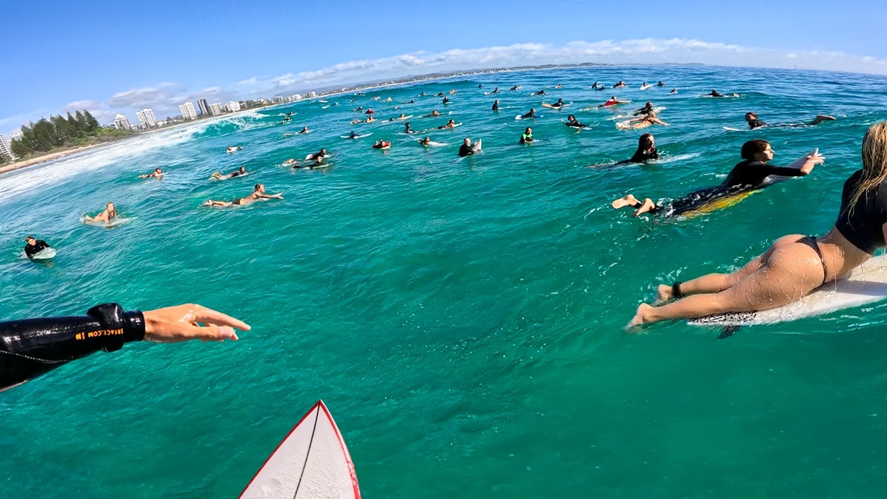 YouTube post by @SurfingWithNoz for Partnerize. Caption reads: SURFING AUSTRALIA’S MOST CROWDED WAVE! (SNAPPER....