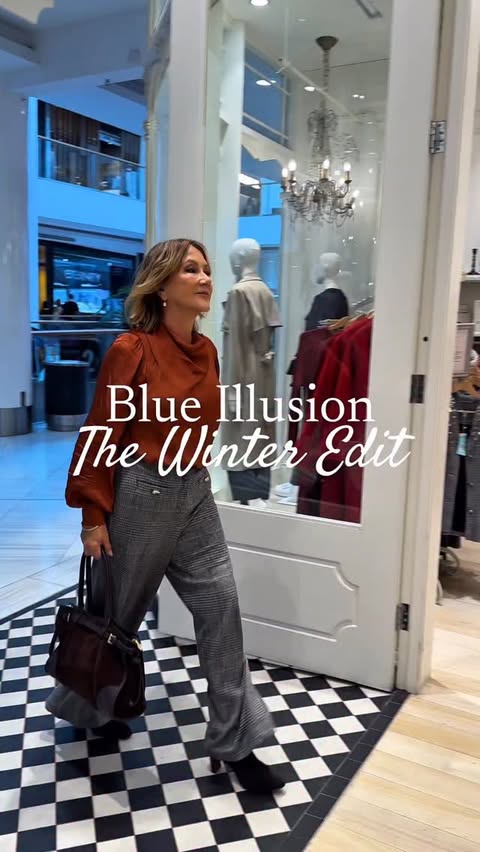 Instagram post by @fashionista_in_suburbia for Blue Illusion. Caption reads: BLUE ILLUSION: The Winter Edit The trick to a....