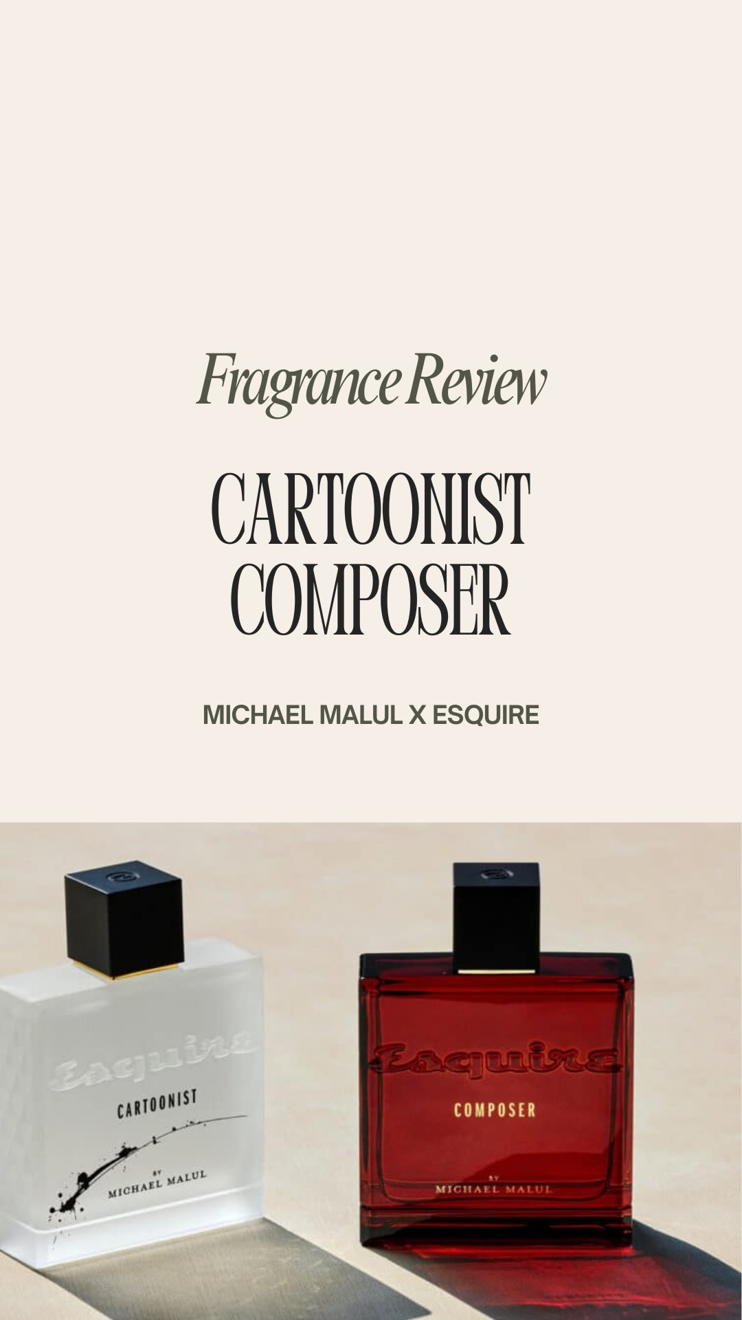 Instagram post by @jessescentials for Esquire. Caption reads: [...] fragrances? The new Michael Malul x Esquire....