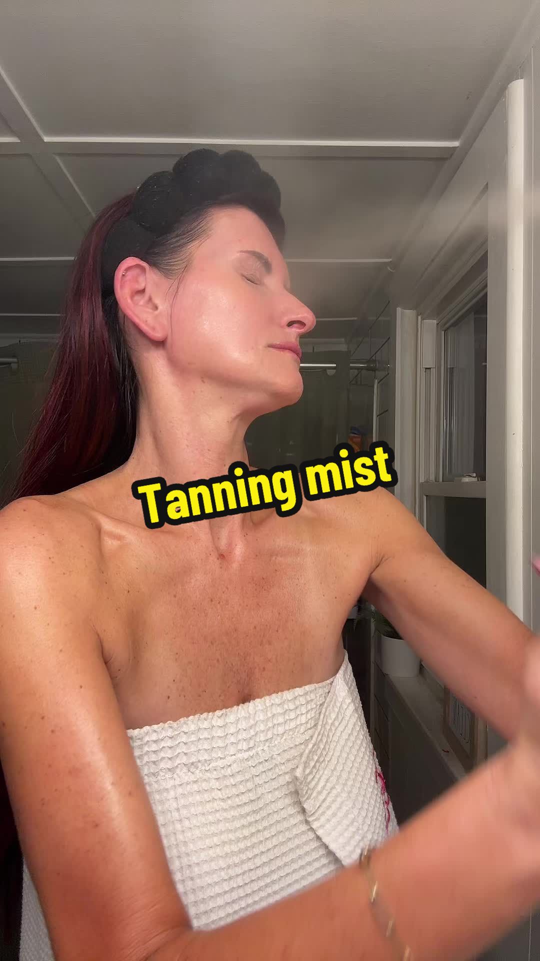 TikTok post by @cbrickard for Peta Jane Beauty. Caption reads: [...] #selftanner #tanningmist @Peta Jane Beauty.