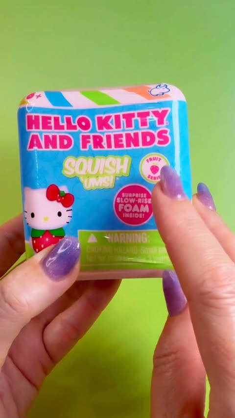 Instagram post by @vivizoneunboxed for Hello Kitty. Caption reads: {AD} Hello Kitty & Friends Squish’Ums Fruit Series....