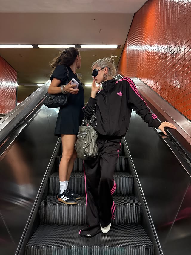 Instagram post by @girlcalledluca for Zalando. Caption reads: [...] a classic @adidasoriginals suit /ad @zalando.