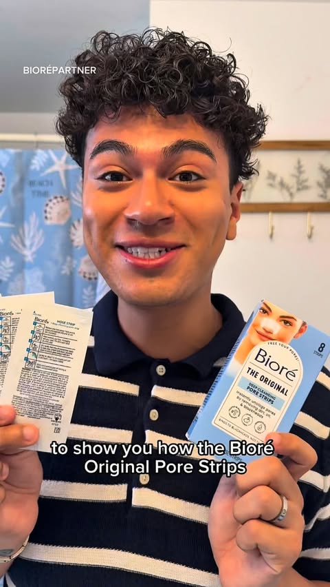 Instagram post by @leoocarmona for Bioré USA. Caption reads: let me put YOU on these @bioreus PORE STRIPS 👃🏽....