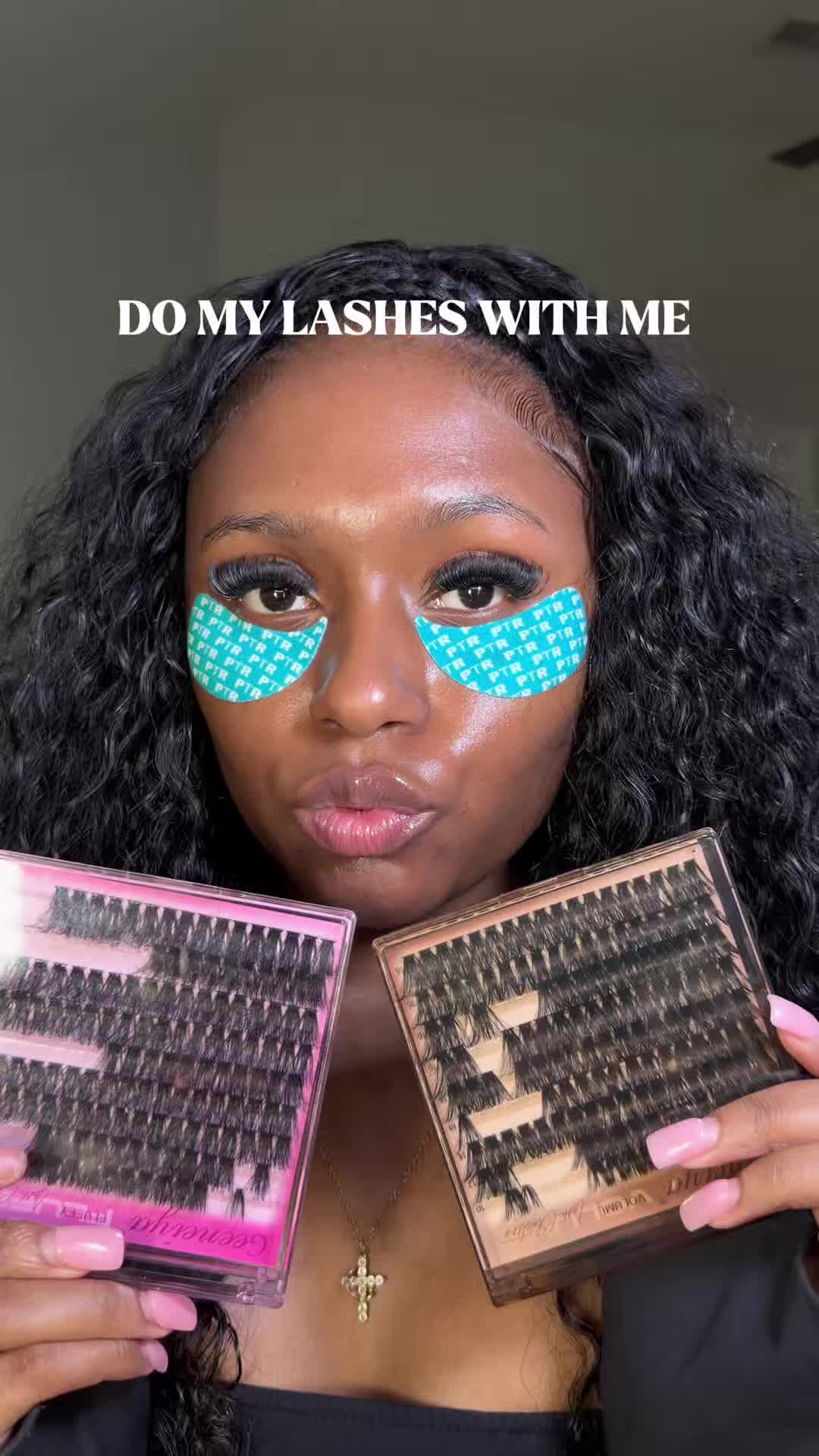 TikTok post by @jasminelanaeee for Geeneiya Lashes. Caption reads: [...] is my new kind of therapy 🤏🏽🤏🏽 @Geeneiya....
