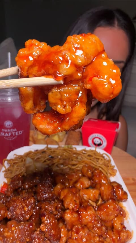 Instagram post by @cabreranalieats for Panda Express. Caption reads: found my new @officialpandaexpress pairing and i....