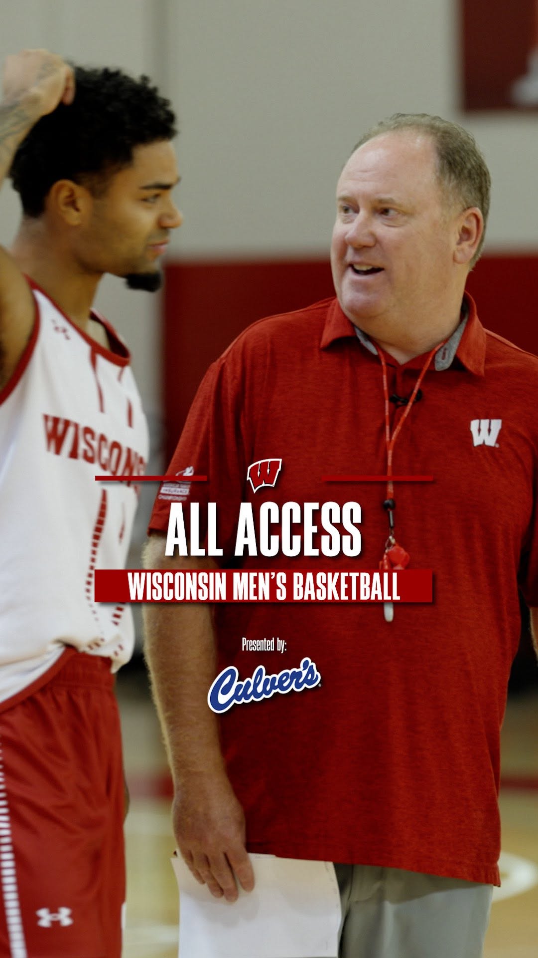 Instagram post by @badgermbb for Culver’s. Caption reads: Go inside practice with Head Coach Greg Gard as....